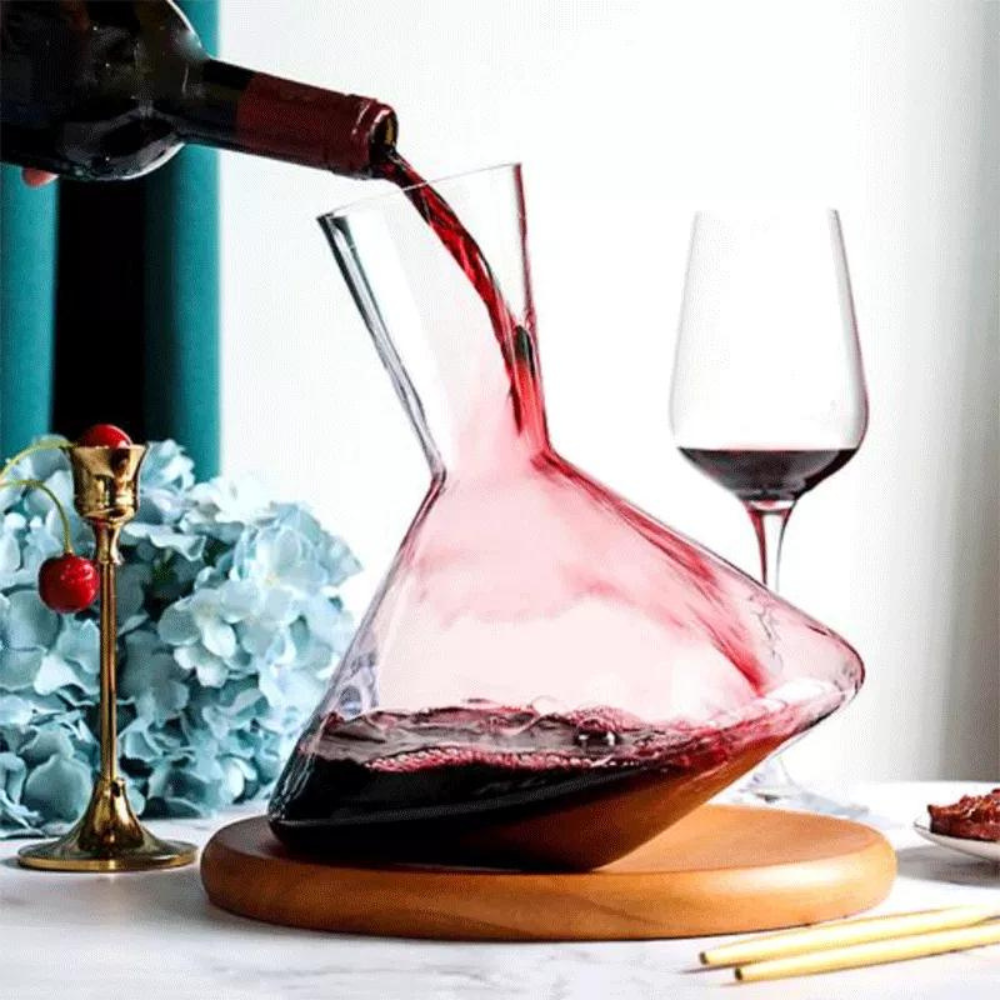Tumbler Wine Decanter with Wood Tray
