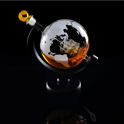 Globe Whiskey Decanter Set with 2 Glasses