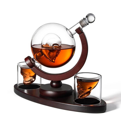 Skull Whiskey Decanter Set with 2 Shot Glasses