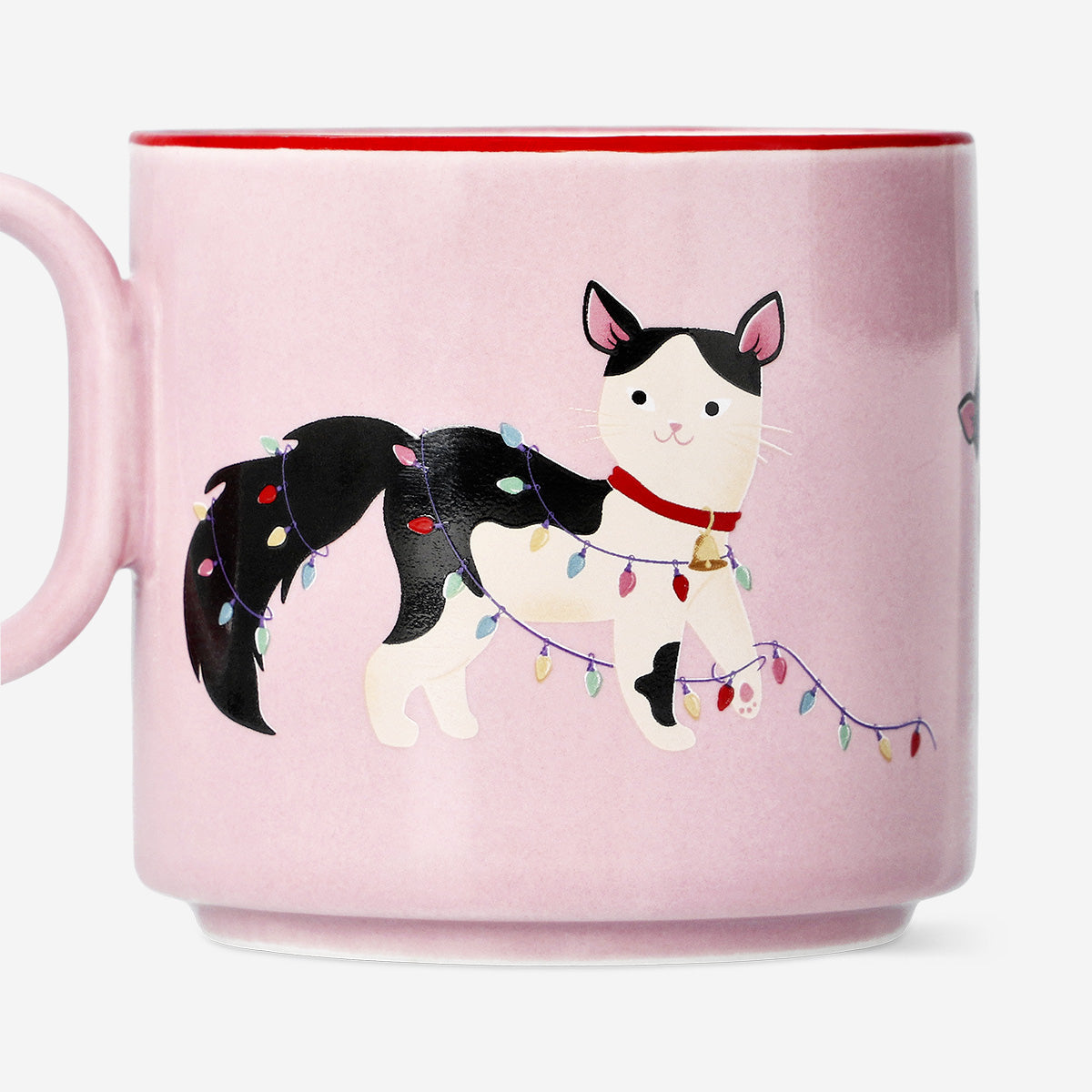 Pink mug with Christmas cats - 300 ml