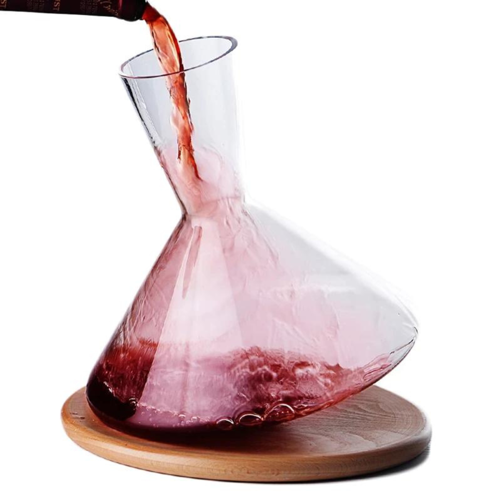 Tumbler Wine Decanter with Wood Tray