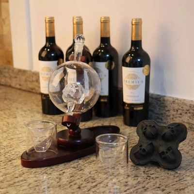 Skull Whiskey Decanter Set with 2 Shot Glasses