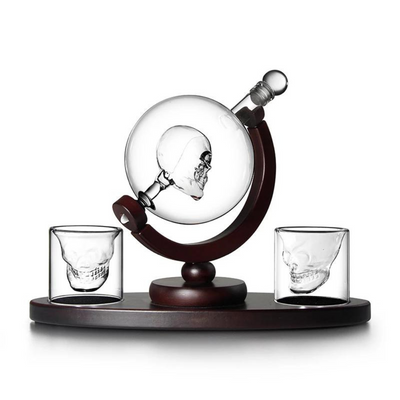 Skull Whiskey Decanter Set with Matching Skull Glasses