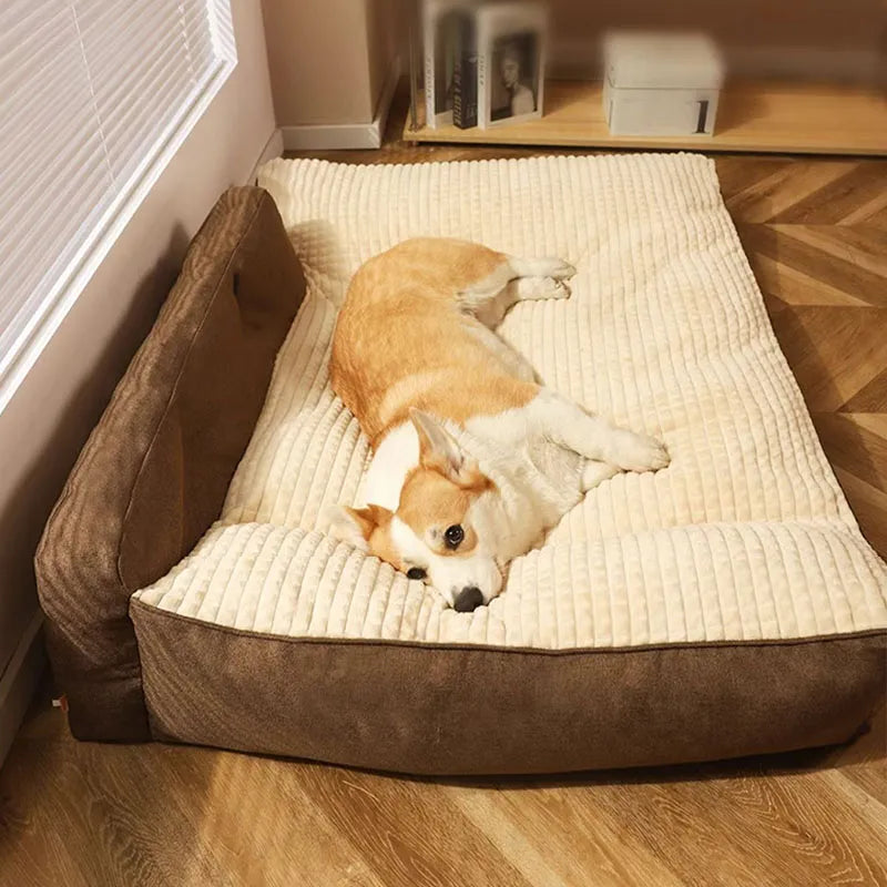 Dog Pillow Bed – Large Washable Cushion with Backrest & Pillow, Non-Slip (M–XL)