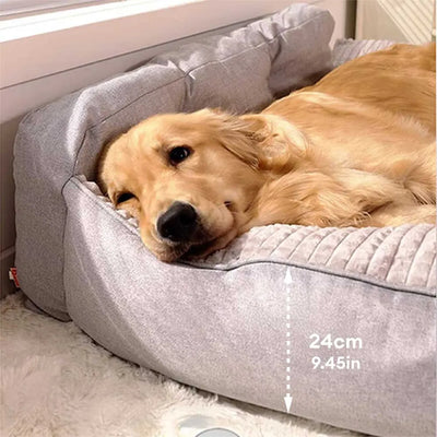 Dog Pillow Bed – Large Washable Cushion with Backrest & Pillow, Non-Slip (M–XL)