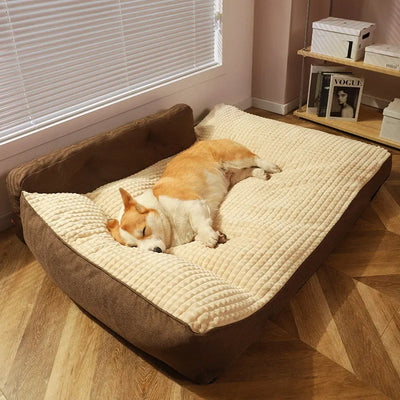 Dog Pillow Bed – Large Washable Cushion with Backrest & Pillow, Non-Slip (M–XL)