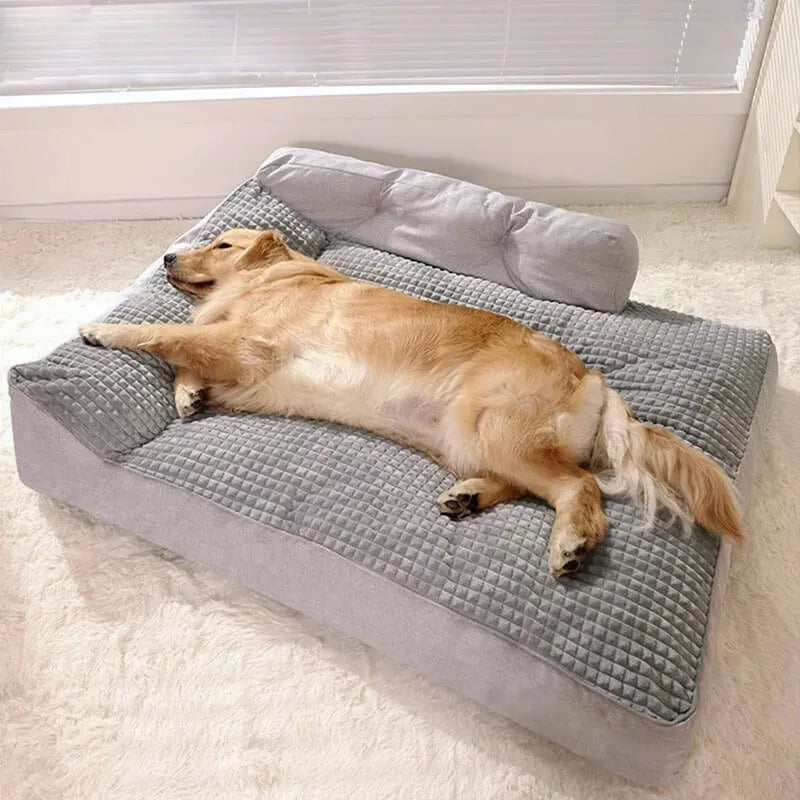 Dog Pillow Bed – Large Washable Cushion with Backrest & Pillow, Non-Slip (M–XL)