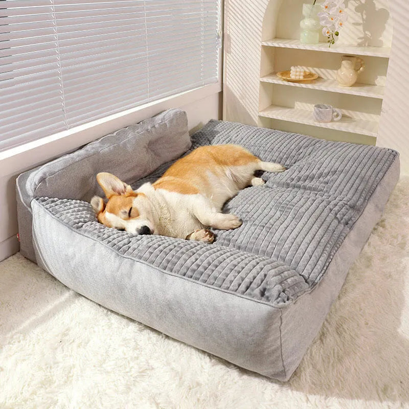 Dog Pillow Bed – Large Washable Cushion with Backrest & Pillow, Non-Slip (M–XL)