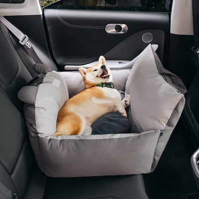 Dog Car Seat Bed – Bear Ears Safety Booster, Washable Plush Travel Seat for Small & Medium Dogs