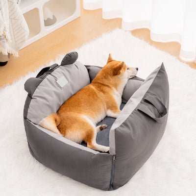 Dog Car Seat Bed – Bear Ears Safety Booster, Washable Plush Travel Seat for Small & Medium Dogs