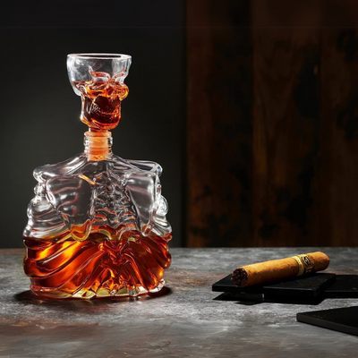 Cage And Geometric Design Glass Decanter For Whiskey