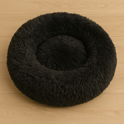 Calming Dog Bed – Anti-Anxiety Donut with Raised Rim, Self-Warming Faux Shag Fur
