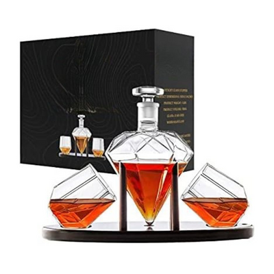 Diamond Shaped Whiskey Decanter Set