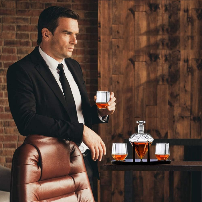 Diamond Shaped Whiskey Decanter Set
