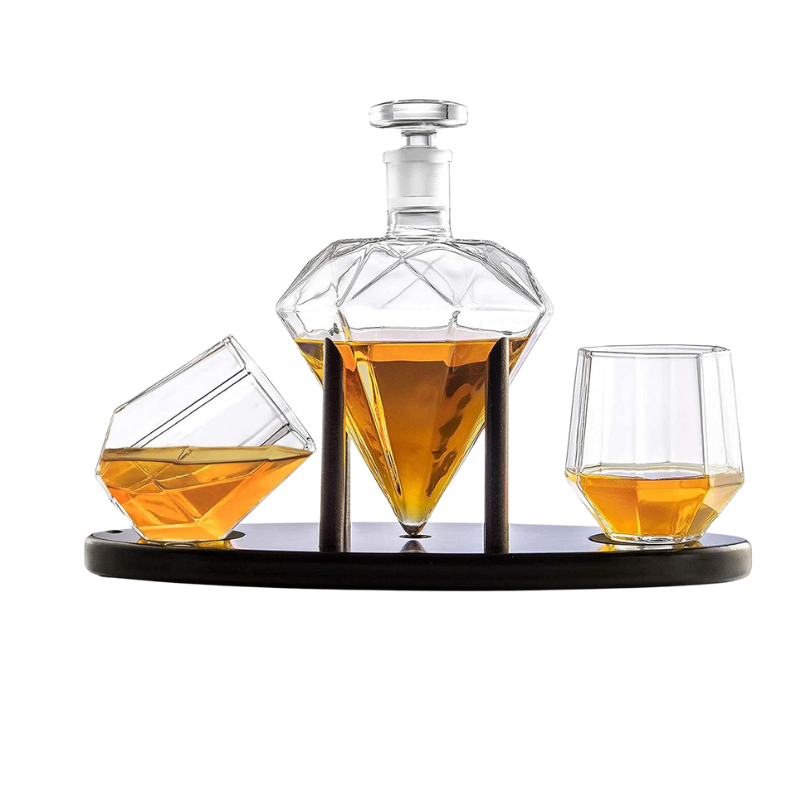 Diamond Shaped Whiskey Decanter Set