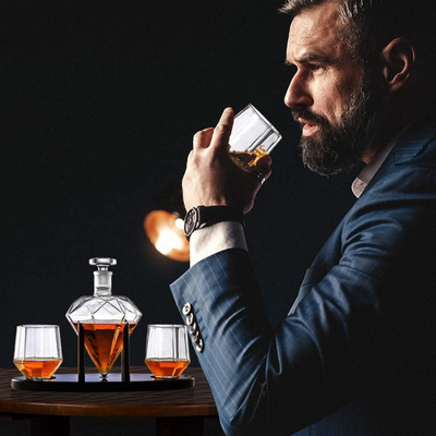 Diamond Shaped Whiskey Decanter Set