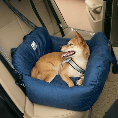 Dog Car Seat Bed – First Class Booster with Safety Belt, Washable Cushion & Travel Carrier
