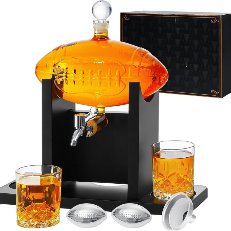 Football Design Glass Whiskey Decanter