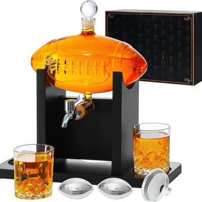 Football Design Glass Whiskey Decanter