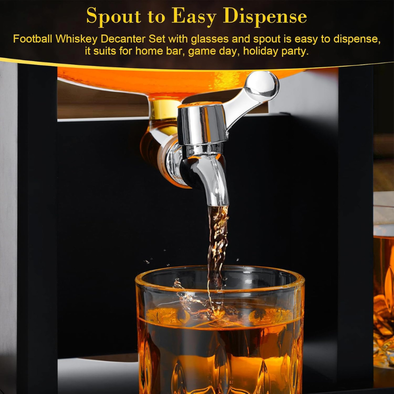 Football Design Glass Whiskey Decanter