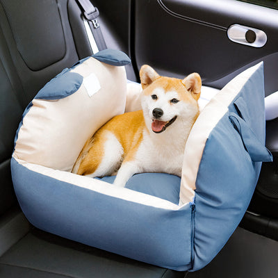 Dog Car Seat Bed – Bear Ears Safety Booster, Washable Plush Travel Seat for Small & Medium Dogs