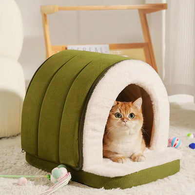 Cat & Dog Cave Bed – Snug Plush Pet House, Anti-Anxiety, Washable, Orthopedic Support (S–L)