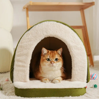 Cat & Dog Cave Bed – Snug Plush Pet House, Anti-Anxiety, Washable, Orthopedic Support (S–L)