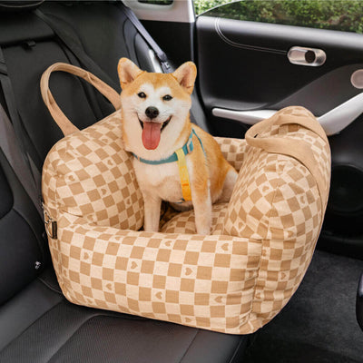 Dog Car Seat Bed – First Class Booster with Safety Belt, Washable Cushion & Travel Carrier