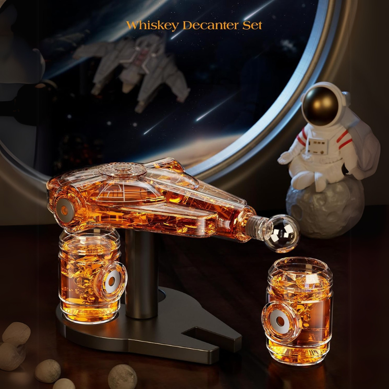 Galaxy Spaceship Shaped Whiskey Decanter Set