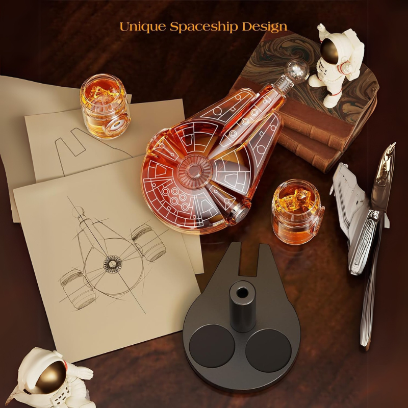 Galaxy Spaceship Shaped Whiskey Decanter Set
