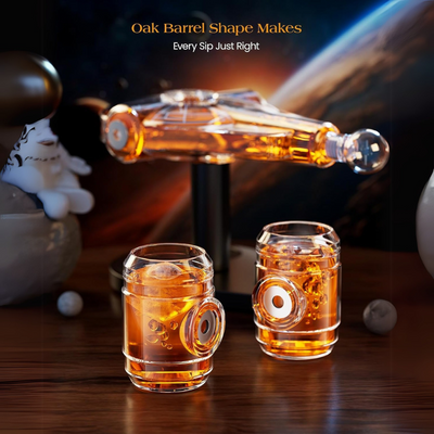 Galaxy Spaceship Shaped Whiskey Decanter Set