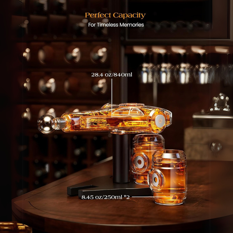 Galaxy Spaceship Shaped Whiskey Decanter Set
