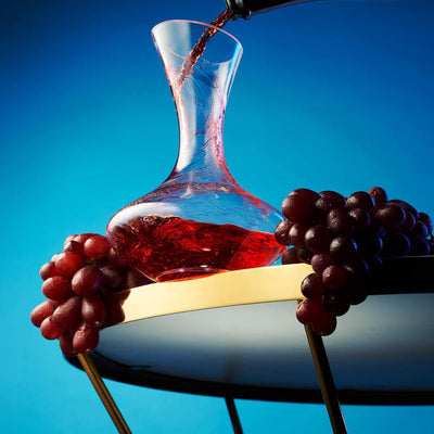 Glass Wine Decanter With Wide Base And Slanted Spout