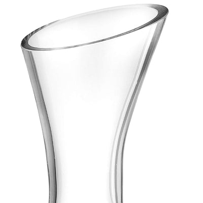 Glass Wine Decanter With Wide Base And Slanted Spout