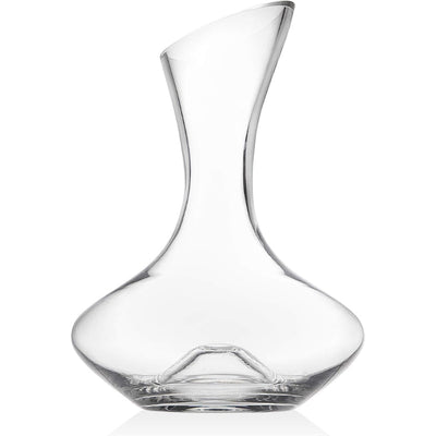 Glass Wine Decanter With Wide Base And Slanted Spout