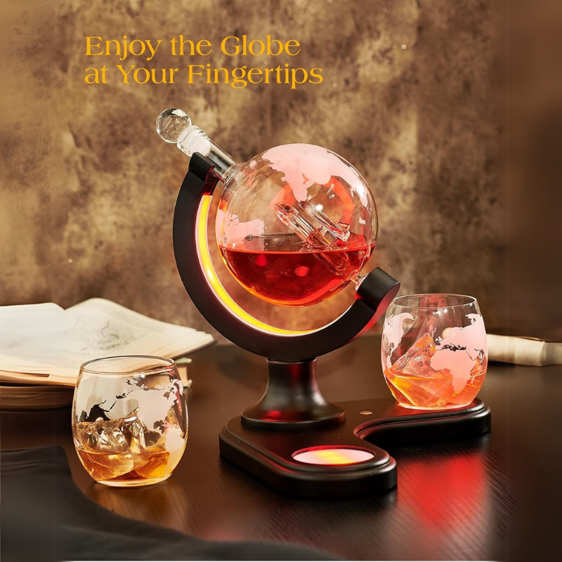 Globe Inspired Whiskey Decanter Set