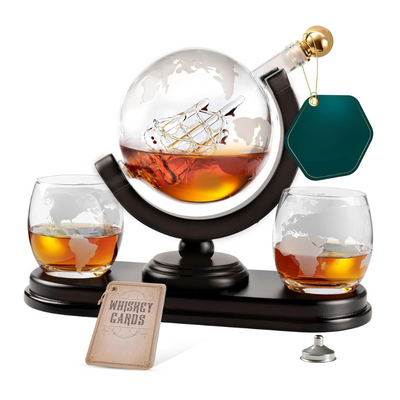 Globe Map Design Whiskey Decanter Set