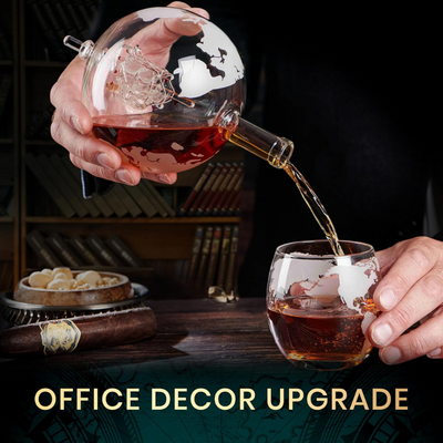 Globe Map Design Whiskey Decanter Set