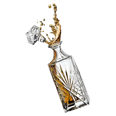 Irish Leaf Design Glass With Whiskey Decanter Set
