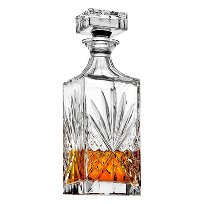 Irish Leaf Design Glass With Whiskey Decanter Set