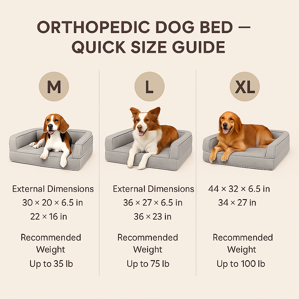Orthopedic Memory-Foam Dog Sofa Bed for Large Dogs – Waterproof & Washable (M–XL)