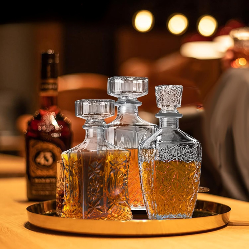 Pack Of Three Designer Whiskey Decanter Set
