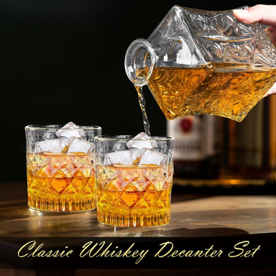 Pack Of Two Glasses With Whiskey Decanter Set