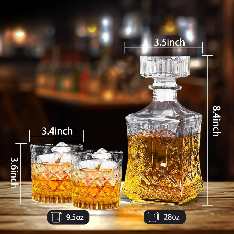 Pack Of Two Glasses With Whiskey Decanter Set