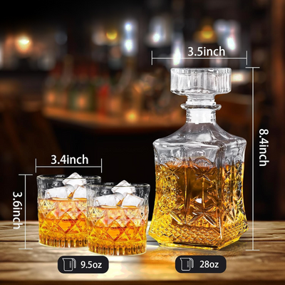 Pack Of Two Glasses With Whiskey Decanter Set