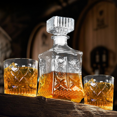 Pack Of Two Glasses With Whiskey Decanter Set