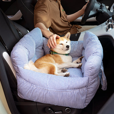 Dog Car Seat Bed – First Class Booster with Safety Belt, Washable Cushion & Travel Carrier