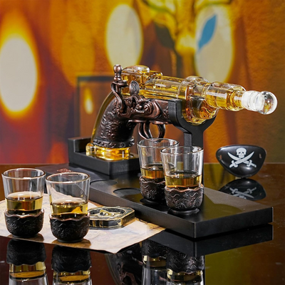 Revolver Design Whiskey Decanter Set