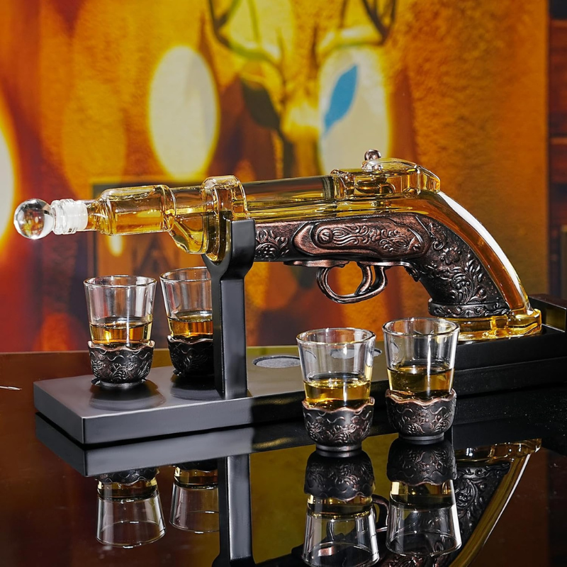 Revolver Design Whiskey Decanter Set