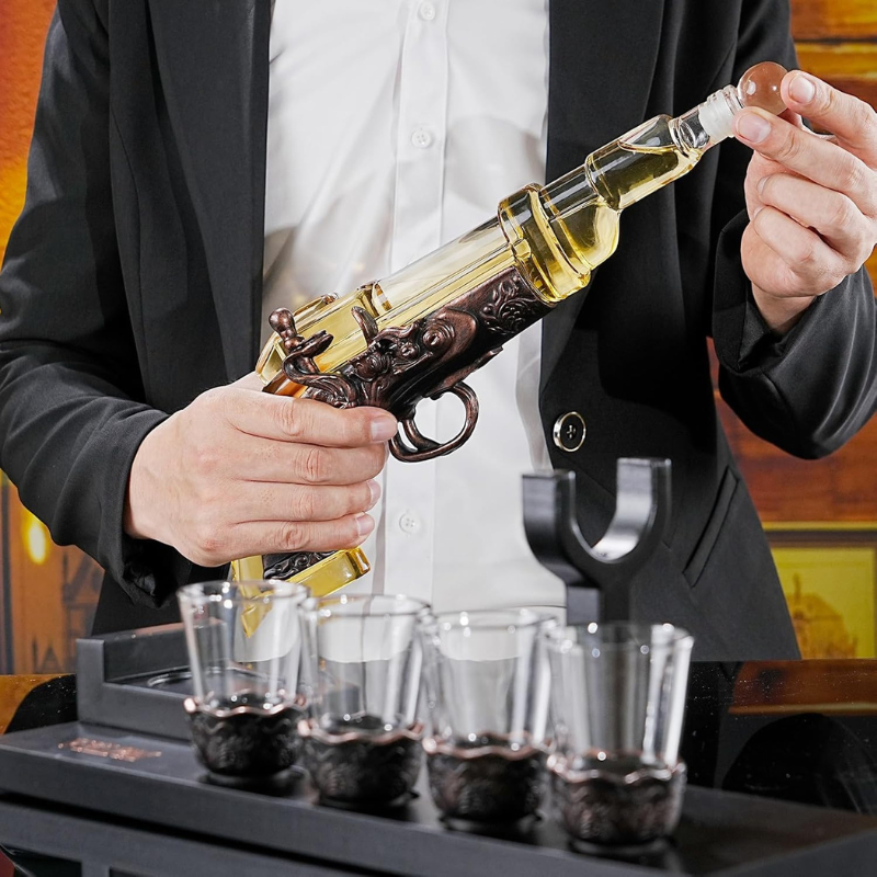 Revolver Design Whiskey Decanter Set